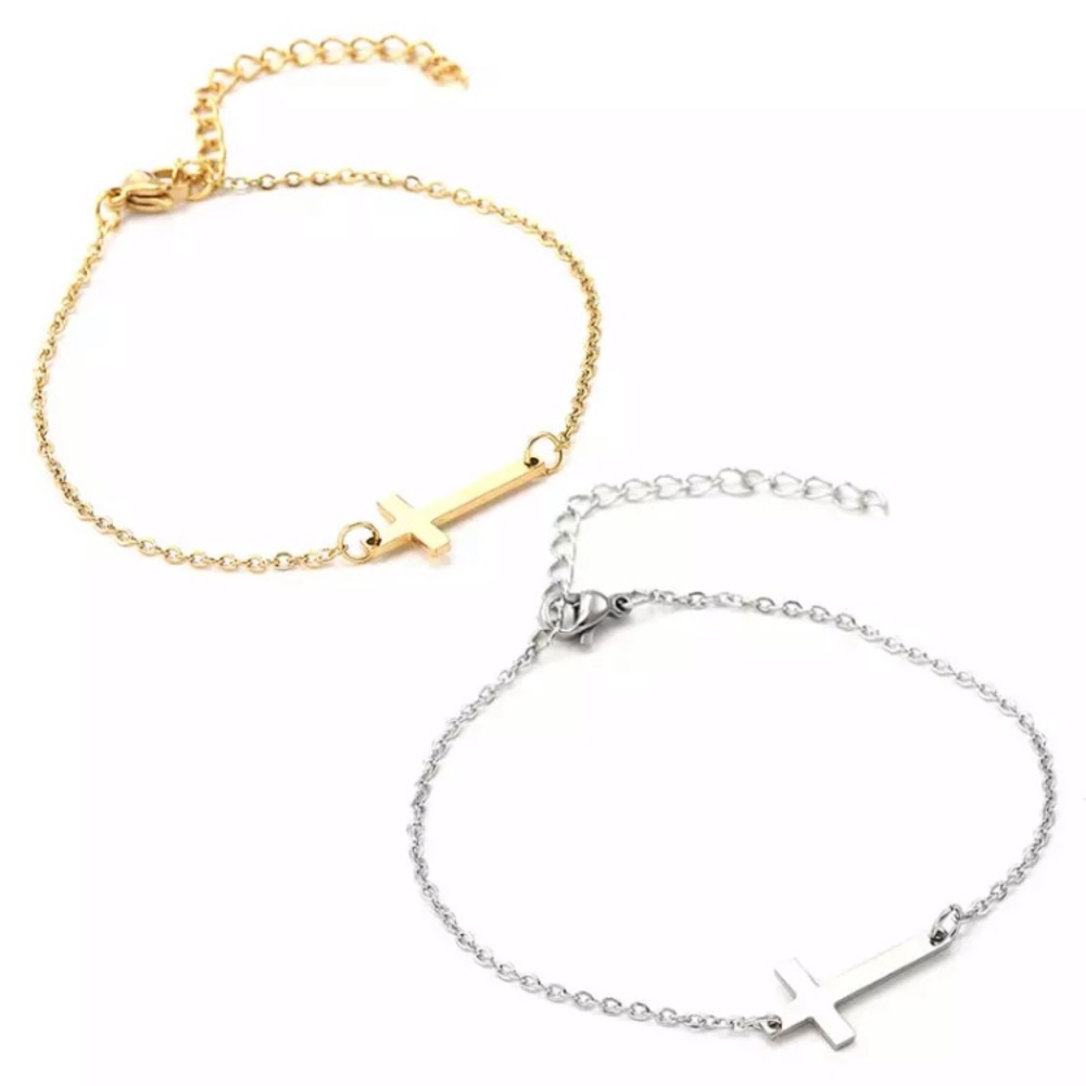 “Empowered” Minimalist Cross Faith Charm Bracelet - Picture 6 of 13